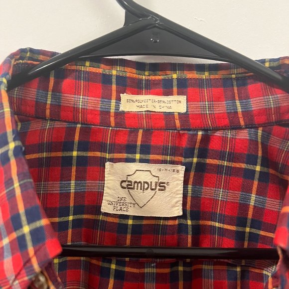 Red Plaid Shortsleeve Button-up - Picture 3 of 3